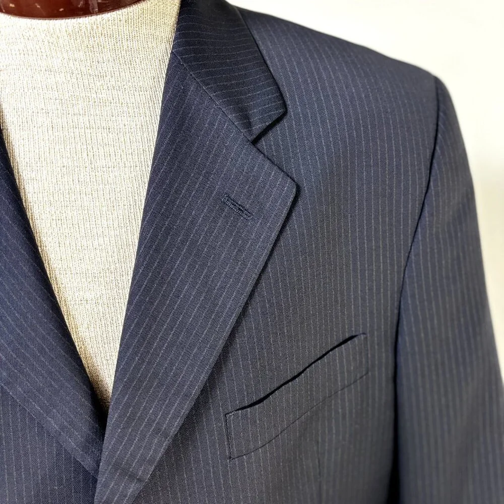 Pavone Sport Coat Lessona Superclass 120s Striped Blazer Sz 42S Wool Suit Jacket